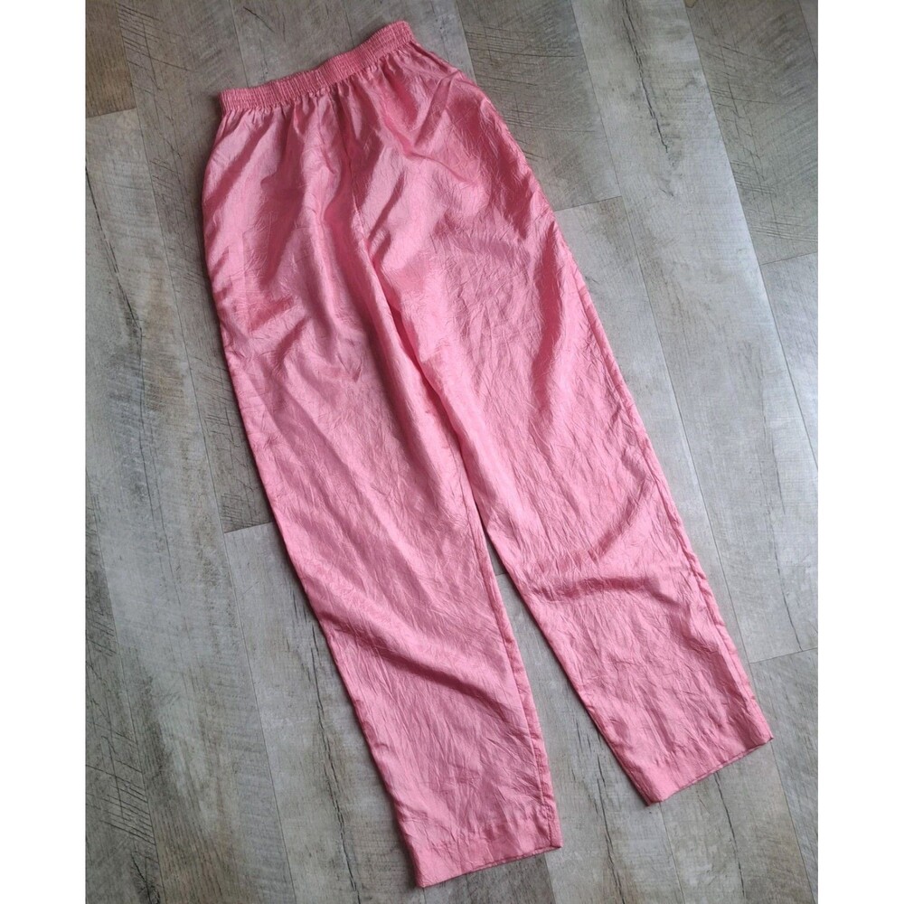 Vintage 80's F/Stop XS Pink Track Athletic Windbreaker Pant Barbie Disco Neon